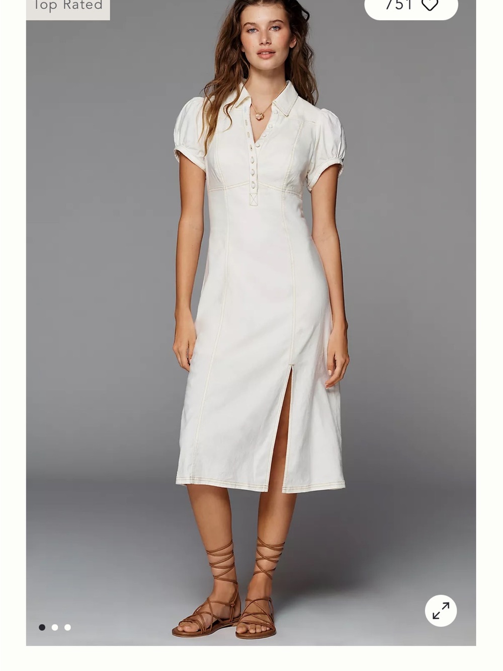 Anthropologie Pilcro Rebekah Slim Midi Dress Ivory size Small
